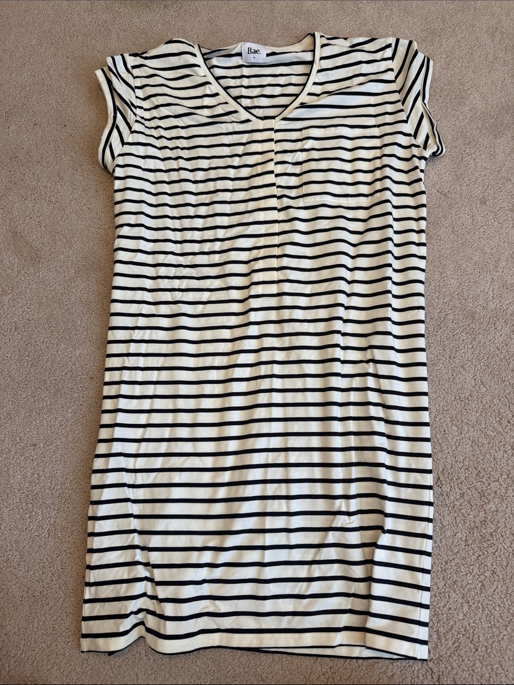 Bae the Label maternity Women’s Black & White Striped V-Neck dress